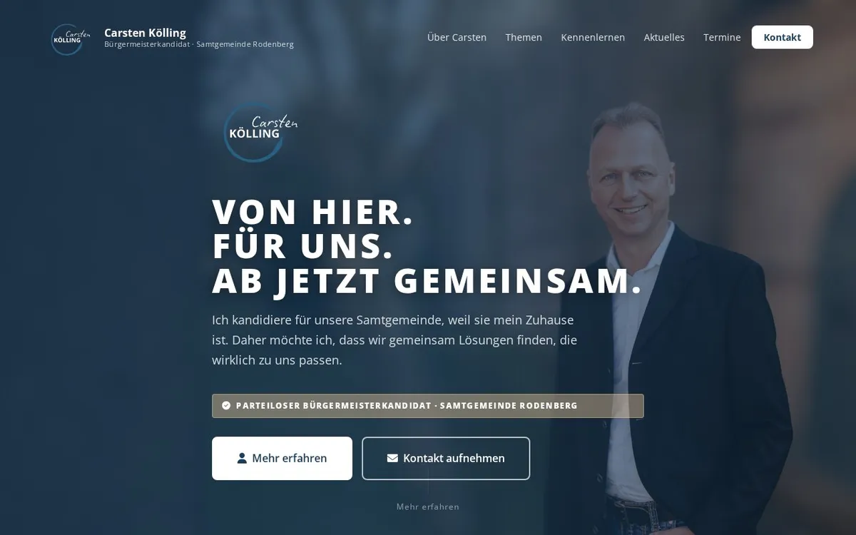 Website Carsten Kölling – Bürgermeisterkandidat, Samtgemeinde Rodenberg