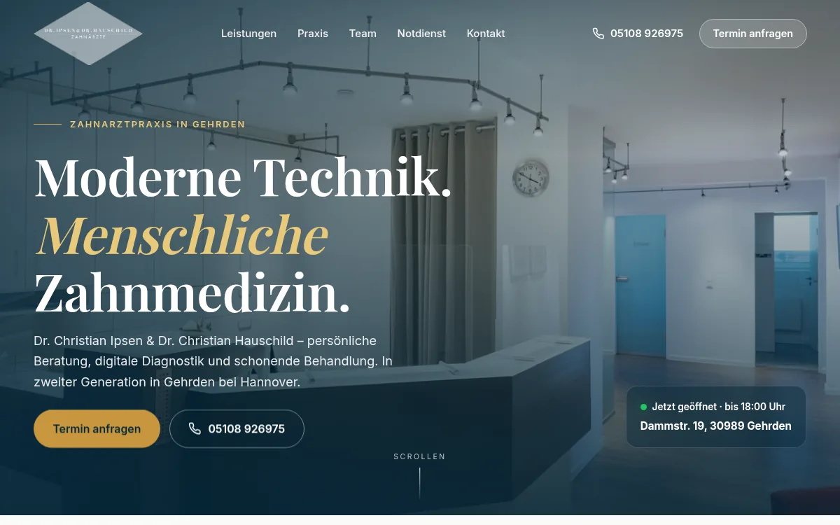 Website Dr. Ipsen & Dr. Hauschild – Zahnarztpraxis, Gehrden