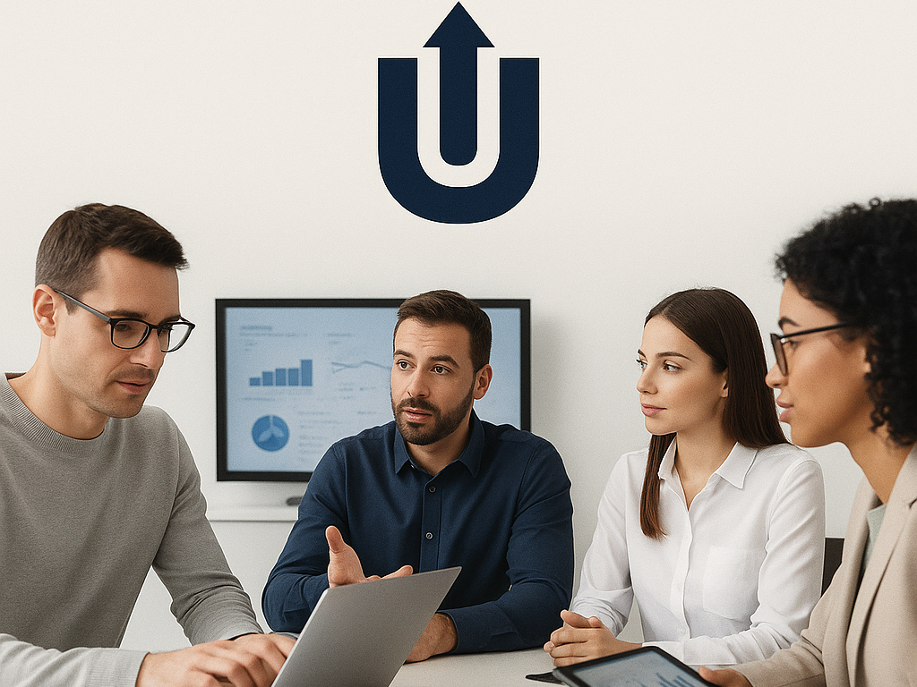 Team-Besprechung mit Laptop und Präsentation – Uniqor als externer IT-Partner